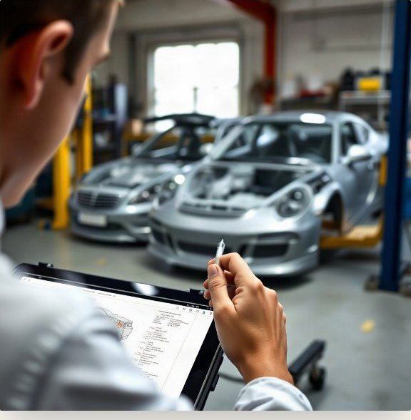 Technician checking brand-specific diagnostics