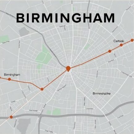 Map of Birmingham and surrounding service area